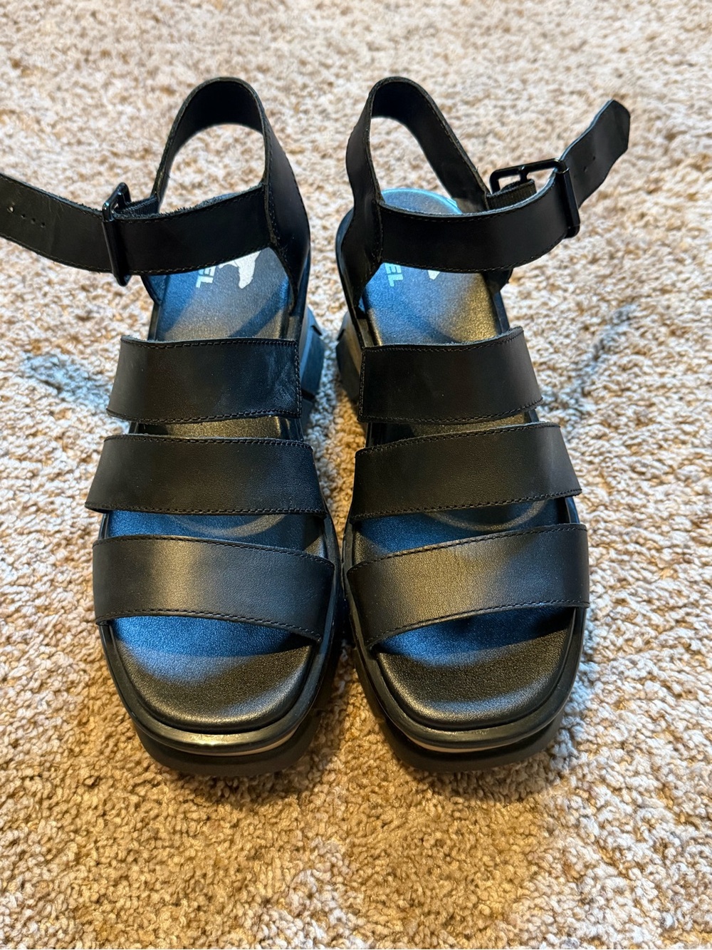 Sorel Black Strappy Platform Sandals